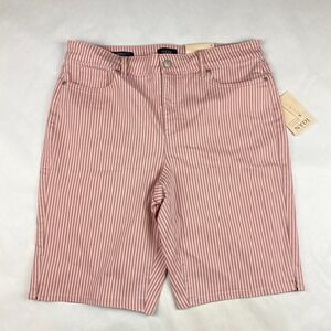 NWT NYDJ Shorts Women's Size 16 Pink Striped Bermuda